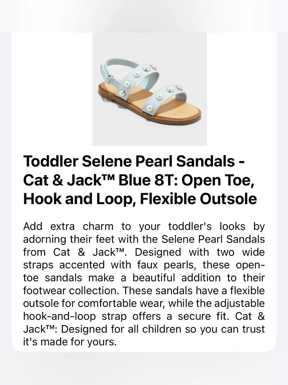 Cat & Jack Light Blue Pearl-Stud Kids Sandals